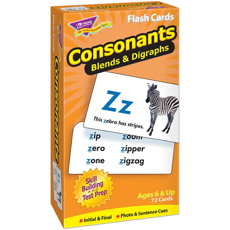 Flash Cards Consonants 72/Box (Pack of 6) - Phonics - Trend Enterprises Inc.
