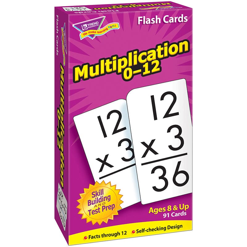 Flash Cards Multiplication 91/Box Numbers 0-12 (Pack of 6) - Flash Cards - Trend Enterprises Inc.