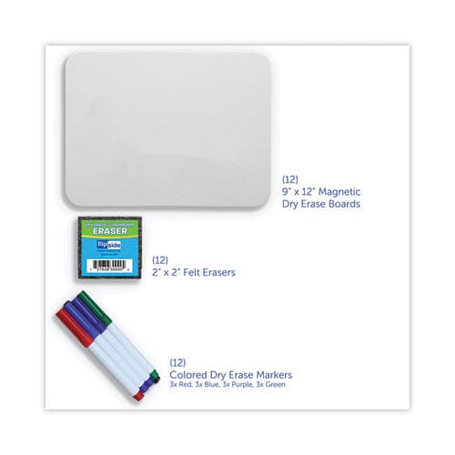 Flipside Dry Erase Board Set With Assorted Color Markers 12 X 9 White Surface 12/pack - School Supplies - Flipside