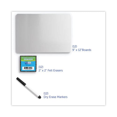 Flipside Dry Erase Board Set With Black Markers 12 X 9 White Surface 12/pack - School Supplies - Flipside