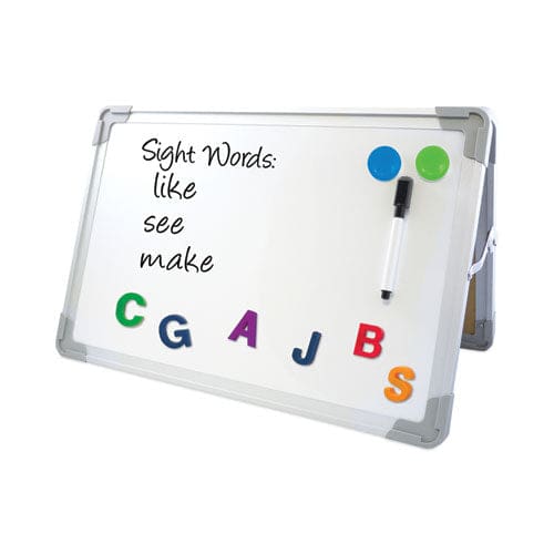 Flipside Dual-sided Desktop Dry Erase Board 18 X 12 White Surface Silver Aluminum Frame - School Supplies - Flipside