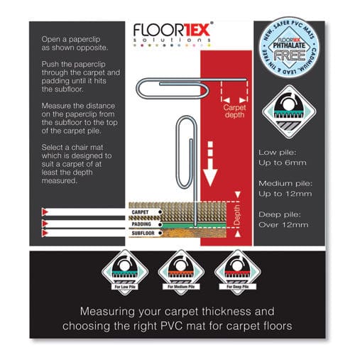 Floortex Cleartex Advantagemat Phthalate Free Pvc Chair Mat For Low Pile Carpet 53 X 45 Clear - Furniture - Floortex®