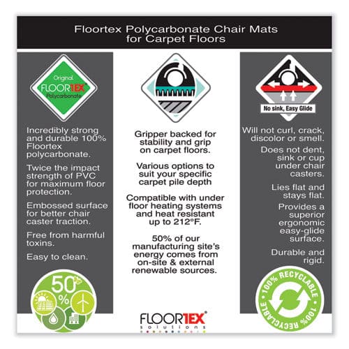 Floortex Cleartex Ultimat Polycarbonate Chair Mat For High Pile Carpets 60 X 48 Clear - Furniture - Floortex®