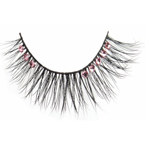 FLUTTER Real Mink Fur Crystal Lashes - Anne Pink Crystals