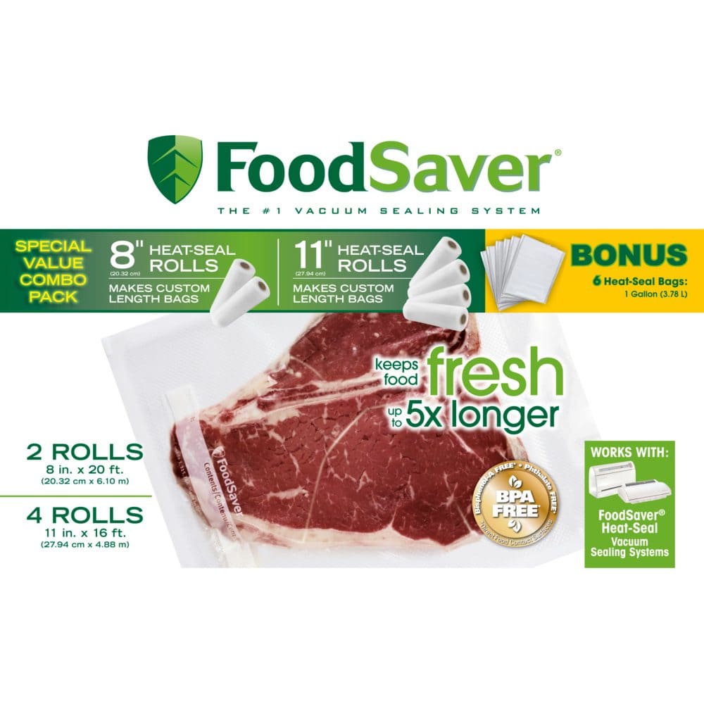 FoodSaver Roll Combo Pack - Food Storage & Kitchen Organization - FoodSaver