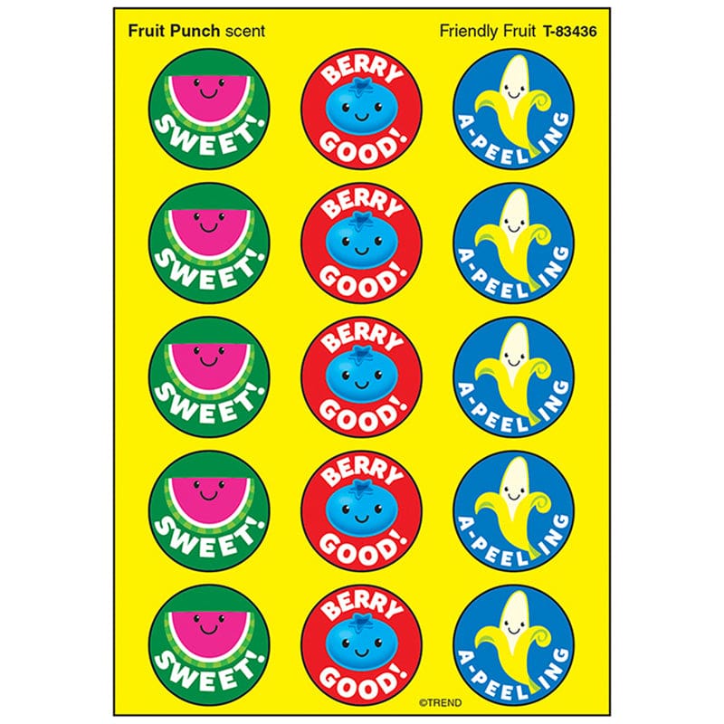 Friendly Fruit Stinky Stickers Lg Round (Pack of 12) - Stickers - Trend Enterprises Inc.