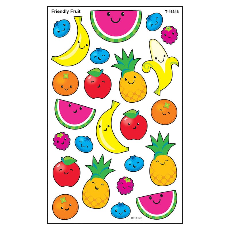 Friendly Fruit Super Stickers Lg (Pack of 12) - Stickers - Trend Enterprises Inc.