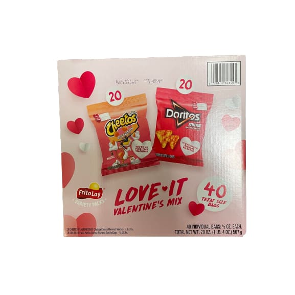 FritoLay Love-It Valentine;s Mix 40 Treat Size Bags 20 oz in Total - FritoLay