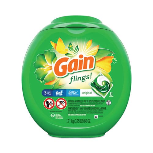 Gain Flings Detergent Pods Original 81 Pods/tub 4 Tubs/carton - Janitorial & Sanitation - Gain®