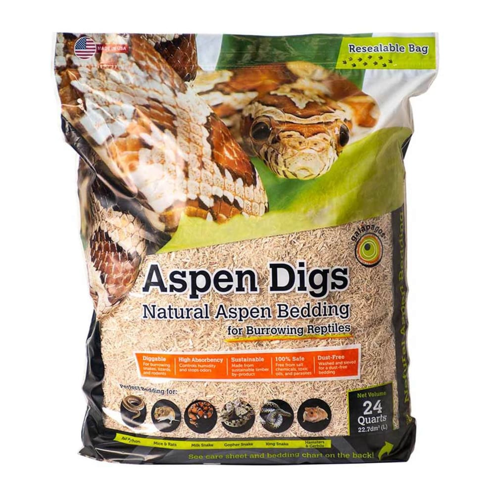 Galapagos Aspen Digs Natural Aspen Bedding Substrate 1ea-24 qt - Pet Supplies - Galapagos