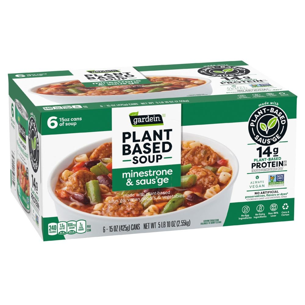 Gardein Plant Based Minestrone & Saus’ge Soup (15 oz. 6 pk.) - Canned Foods & Goods - Gardein Plant