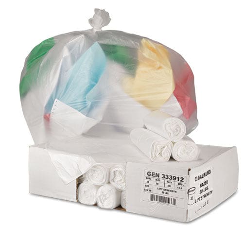General Supply High-density Can Liners 33 Gal 9 Microns 33 X 39 Natural 25 Bags/roll 20 Rolls/carton - Janitorial & Sanitation - General