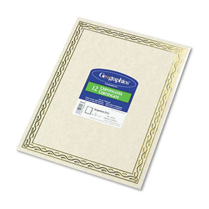 Geographics Foil Stamped Award Certificates 8.5 X 11 Gold Serpentine With White Border 12/pack - Office - Geographics®