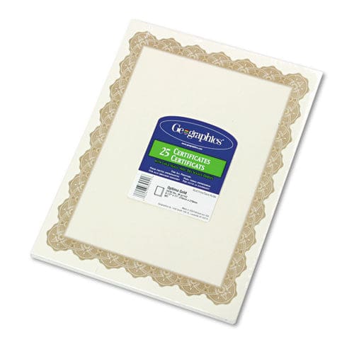 Geographics Parchment Paper Certificates 8.5 X 11 Optima Gold With White Border 25/pack - Office - Geographics®