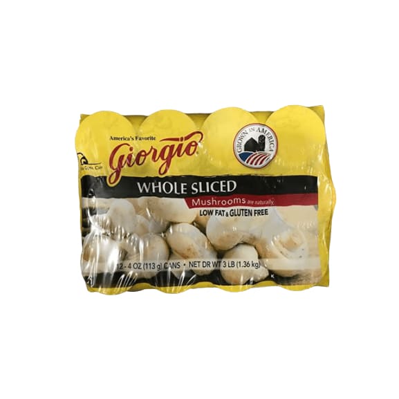 Giorgio Whole Sliced Mushrooms, 12 x 4 oz. Cans - ShelHealth.Com