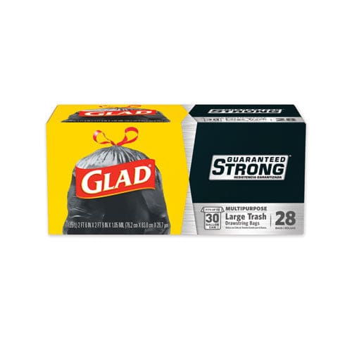 Glad Drawstring Large Trash Bags 30 Gal 1.05 Mil 30 X 33 Black 15/box - Janitorial & Sanitation - Glad®