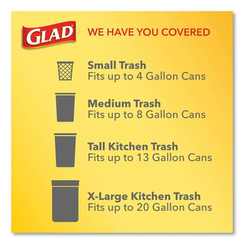 Glad Odorshield Tall Kitchen Drawstring Bags 13 Gal 0.95 Mil 24 X 27.38 White 80 Bags/box 3 Boxes/carton - Janitorial & Sanitation - Glad®