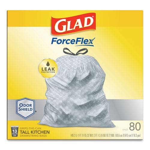 Glad Tall Kitchen Drawstring Trash Bags 13 Gal 0.72 Mil 23.75 X 24.88 White 240/carton - Janitorial & Sanitation - Glad®