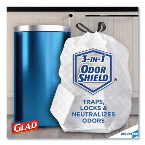Glad Tall Kitchen Drawstring Trash Bags 13 Gal 0.72 Mil 24 X 27.38 Gray 100/box - Janitorial & Sanitation - Glad®