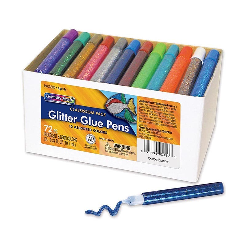 Glitter Glue Pens 72 Assd Classpack - Glitter - Dixon Ticonderoga Co - Pacon