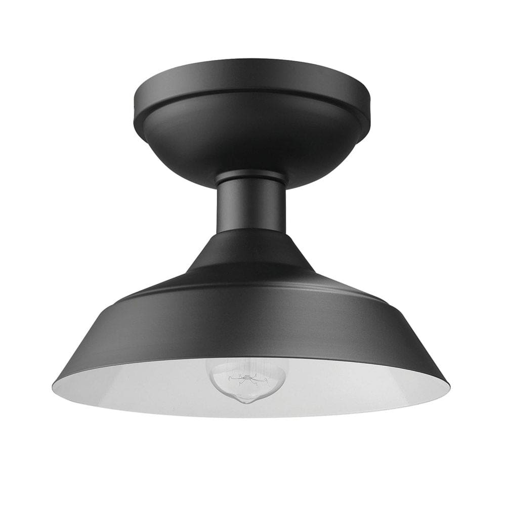 Globe Electric Kurt 1-Light Matte Black Outdoor/Indoor Flush Mount with Bulb - Light Fixtures - Globe Electric