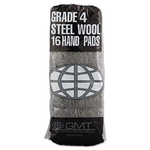 GMT Industrial-quality Steel Wool Hand Pads #4 Extra Coarse Steel Gray 16 Pads/sleeve 12 Sleeves/carton - Janitorial & Sanitation - GMT