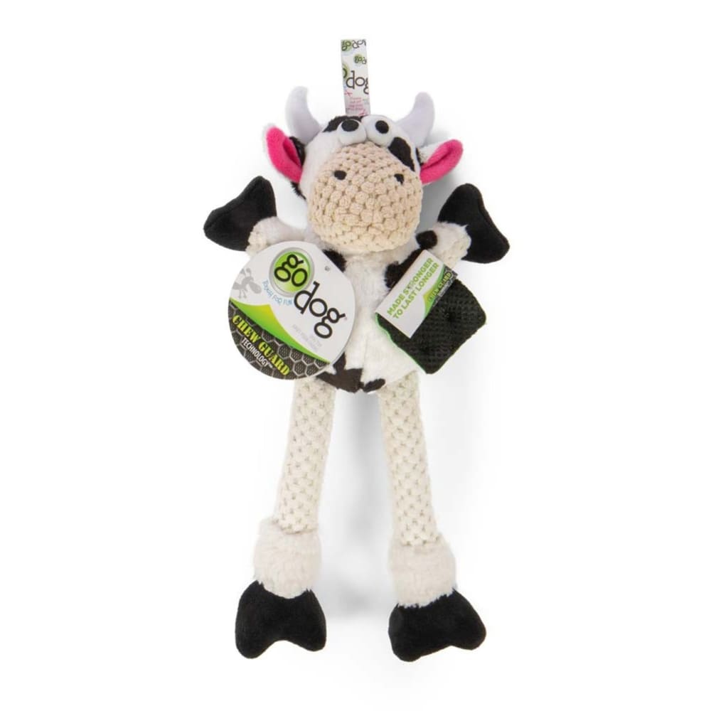 goDog Checkers Skinny Durable Plush Dog Toy Cow Small - Pet Supplies - goDog