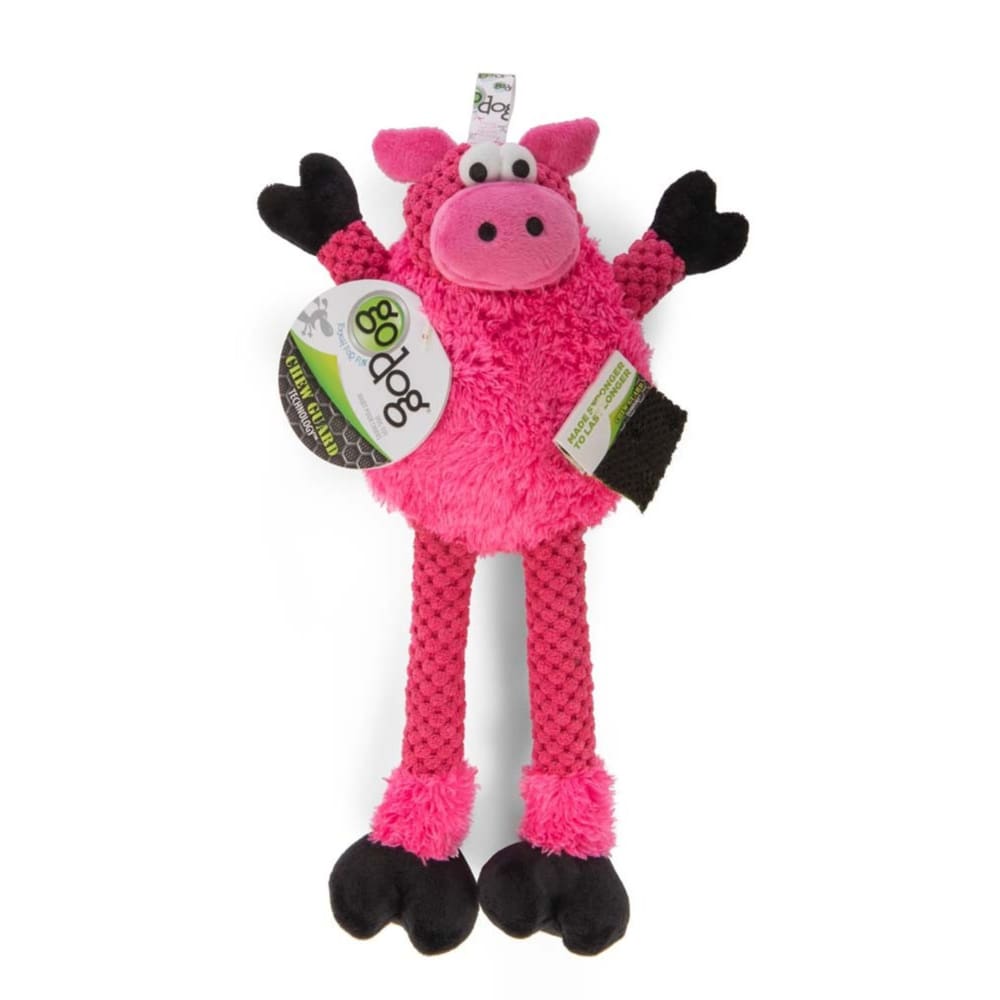 goDog Checkers Skinny Durable Plush Dog Toy Pig Small - Pet Supplies - goDog