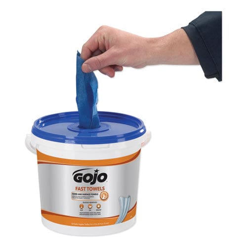 GOJO Fast Towels Hand Cleaning Towels 7.75 X 11 Fresh Citrus Blue 130/bucket 4 Buckets/carton - School Supplies - GOJO®