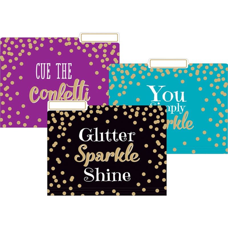 Gold Foil Confetti File Folders (Pack of 3) - Folders - Teacher Created Resources