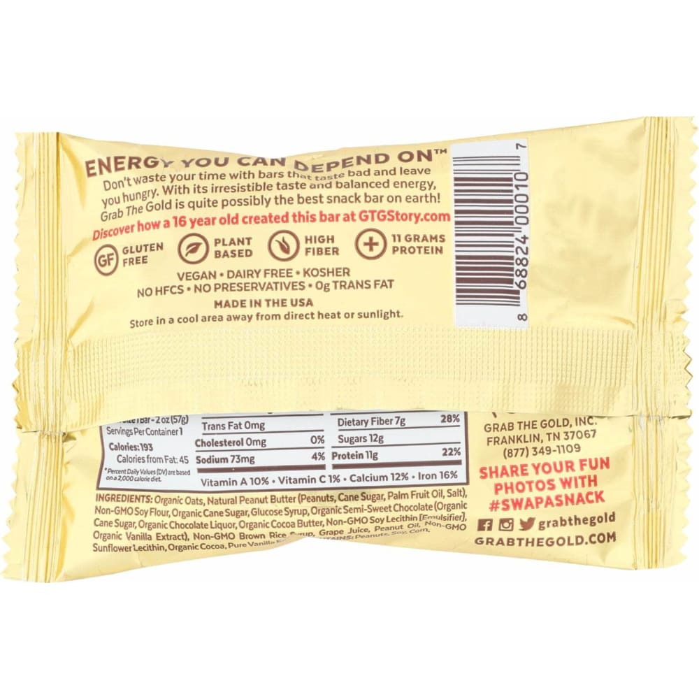 GRAB THE GOLD Grocery > Snacks GRAB THE GOLD: Chocolate Peanut Butter Snack Bars, 2 oz