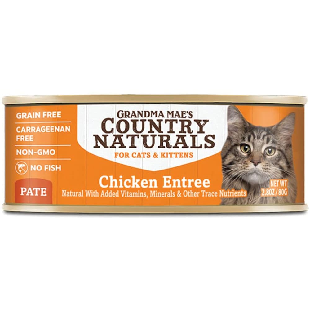 Grandma Maes Country Naturals Grain Free Chicken Pates Cat and Kitten Wet Food 2.8 oz 24 Pack - Pet Supplies - Grandma Maes