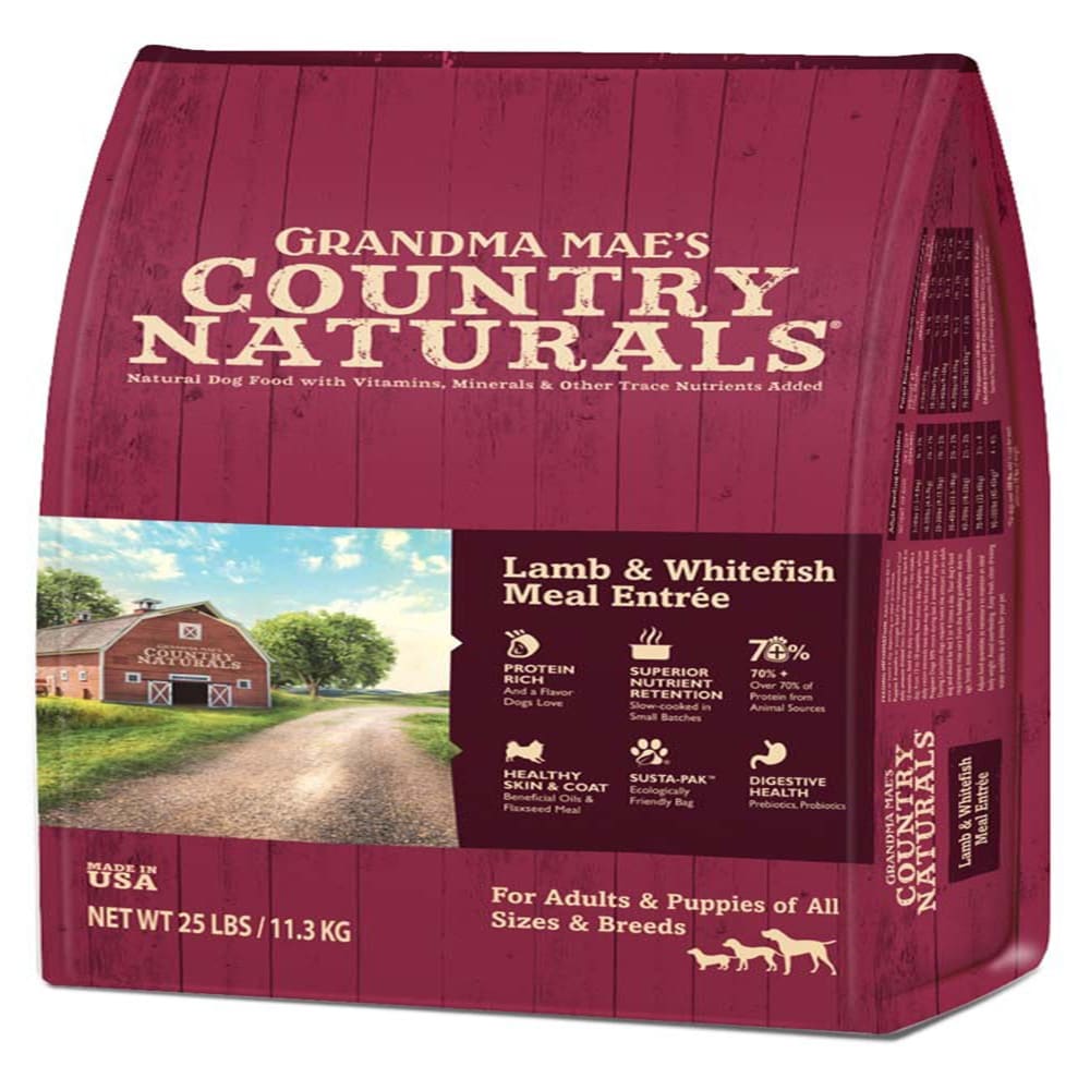 Grandma Maes Country Naturals Lamb and Whitefish Meal Dry Dog Food 25 Pounds - Pet Supplies - Grandma Maes