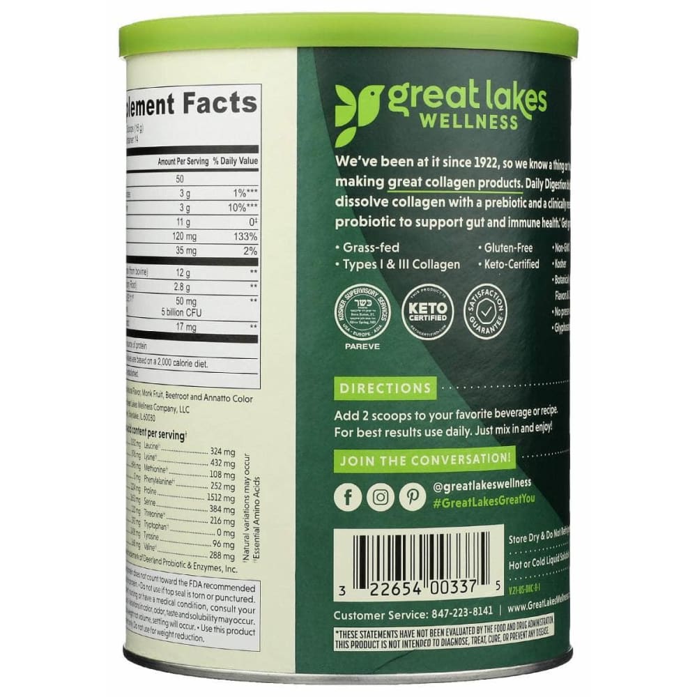 GREAT LAKES WELLNESS New GREAT LAKES WELLNESS: Collagen Daily Digestion, 8 oz