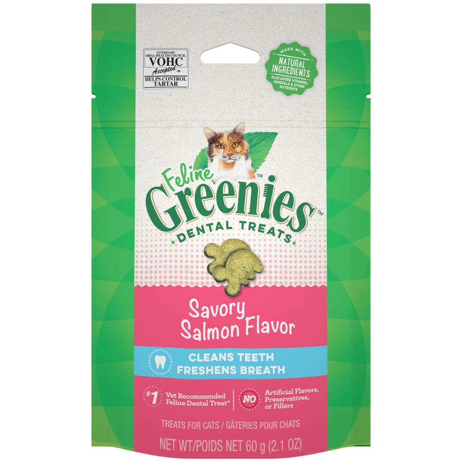 Greenies FELINE Cat Dental Treat Savory Salmon Flavor 2.1 oz - Pet Supplies - Greenies