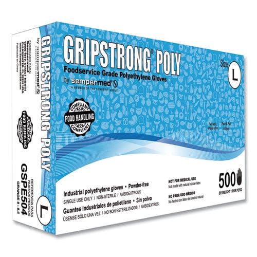GripStrong Poly Foodservice Grade Polyethylene Gloves Clear Large Polyethylene 500/box 20 Boxes/carton - Janitorial & Sanitation -