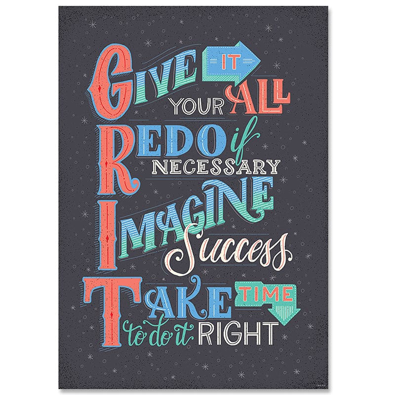 Grit Inspire U Poster (Pack of 12) - Motivational - Creative Teaching Press