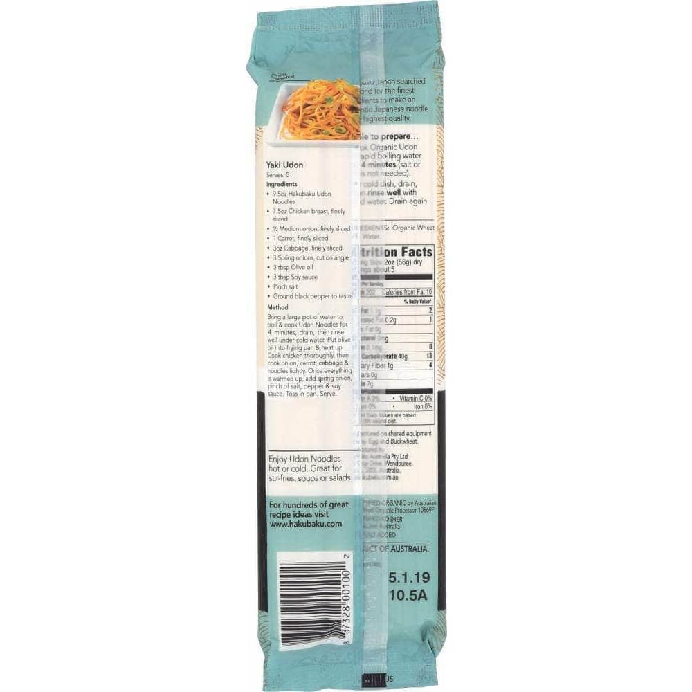 Hakubaku Hakubaku Organic Wheat Noodles Udon, 9.5 oz