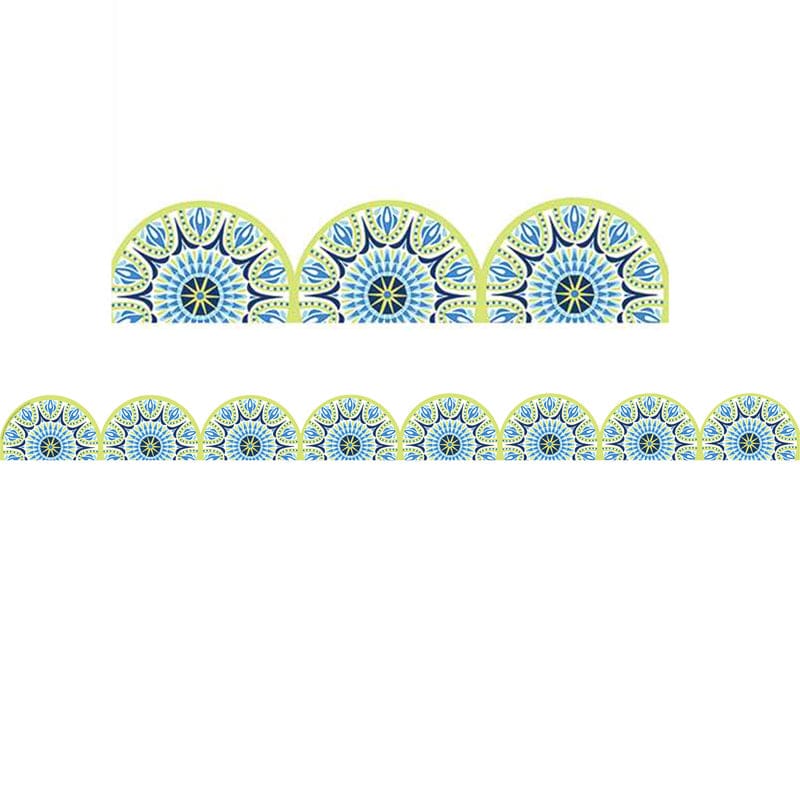 Half Mandala Extra Wide Diecut Trim Blue Harmony Deco (Pack of 10) - Border/Trimmer - Eureka