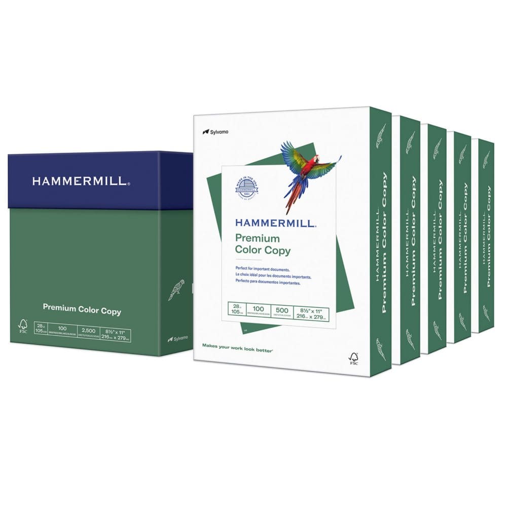 Hammermill Color Copy Paper 100 Bright 28 lb. Letter Photo White 500/RM 5 RM/CT - Copy Paper - Hammermill