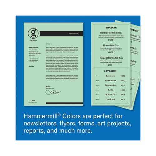 Hammermill Colors Print Paper 20 Lb Bond Weight 8.5 X 11 Green 500 Sheets/ream 10 Reams/carton - School Supplies - Hammermill®