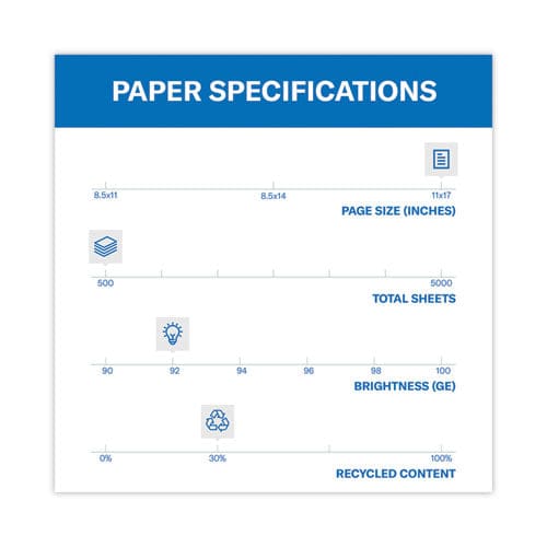 Hammermill Great White 30 Recycled Print Paper 92 Bright 20 Lb Bond Weight 11 X 17 White 500/ream - School Supplies - Hammermill®