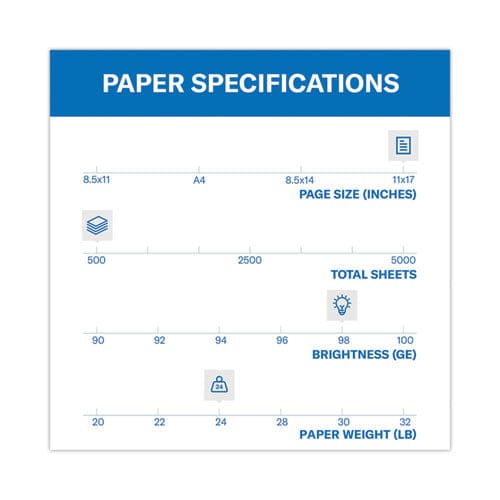 Hammermill Premium Laser Print Paper 98 Bright 24 Lb Bond Weight 11 X 17 White 500/ream - School Supplies - Hammermill®