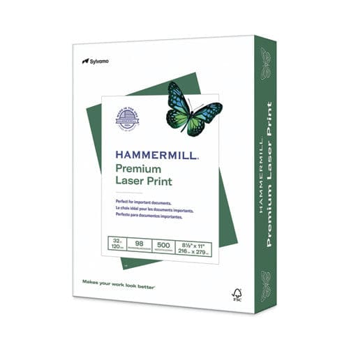 Hammermill Premium Laser Print Paper 98 Bright 32 Lb Bond Weight 8.5 X 11 White 500/ream - School Supplies - Hammermill®