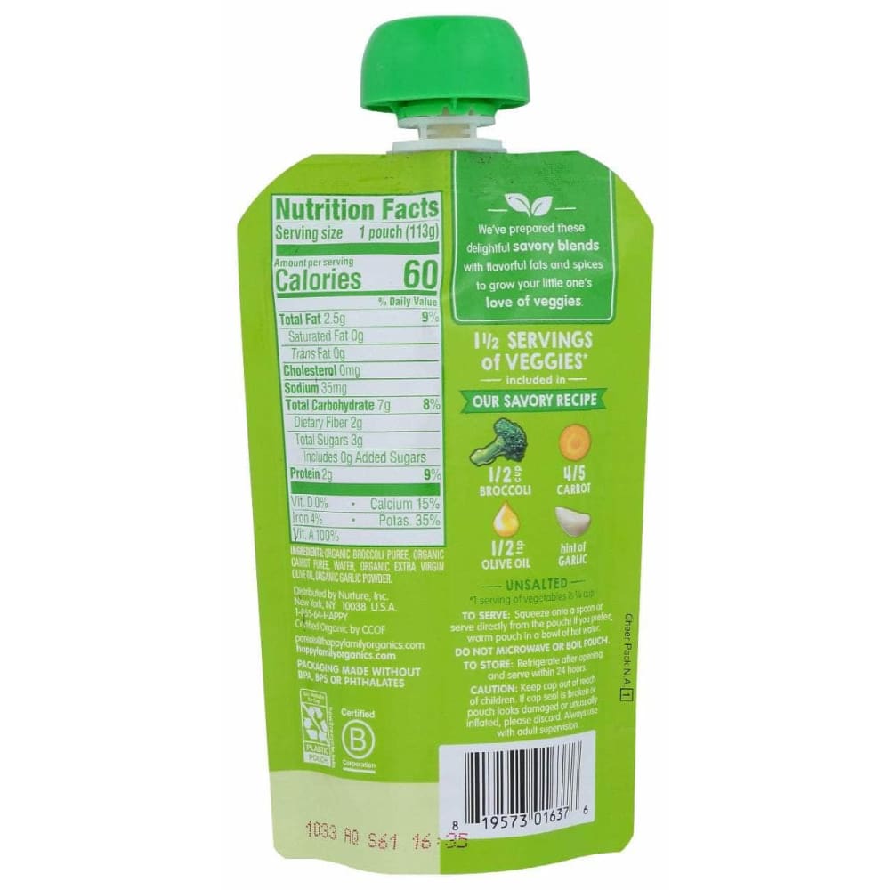 HAPPY BABY Happy Baby Food Baby Broc Crt Org, 4 Oz