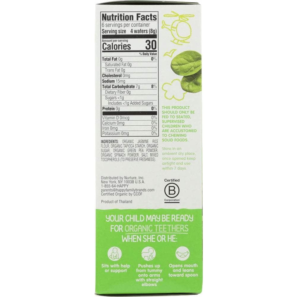 Happy Baby Happy Baby Organic Teething Wafers Pea and Spinach, 1.7 oz