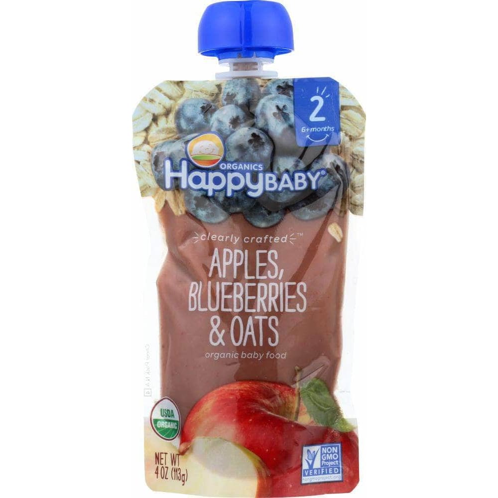 Happy Baby Happy Baby Stage 2 Apple Blueberry and Oats Organic Baby Food, 4 oz