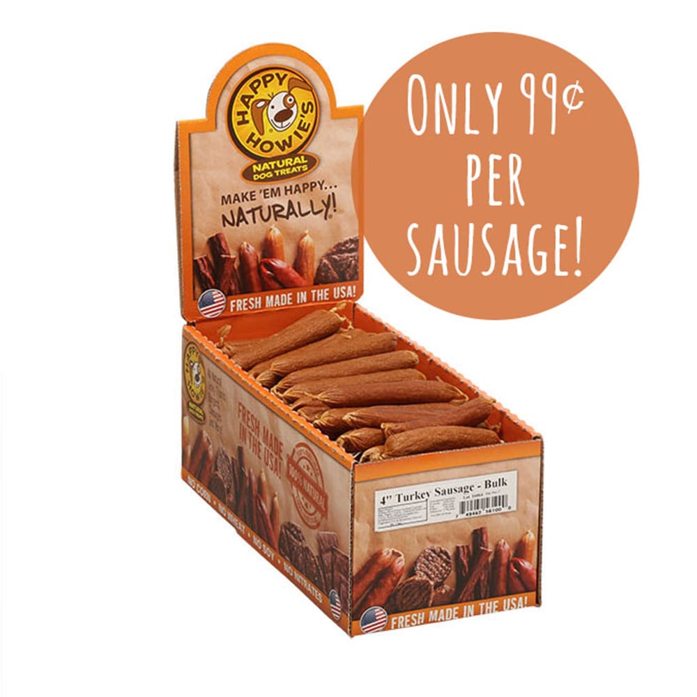 Happy Howie Dog Turkey Sausage 4 Inch 80 Pack - Pet Supplies - Happy Howie