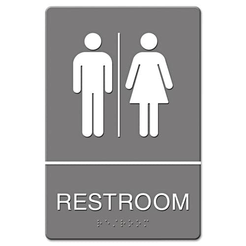 Headline Sign Ada Sign Employees Must Wash Hands... Tactile Symbol/braille 6 X 9 Gray - Office - Headline® Sign