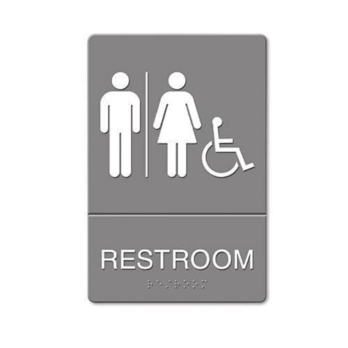 Headline Sign Ada Sign Men Restroom Symbol W/tactile Graphic Molded Plastic 6 X 9 Gray - Office - Headline® Sign